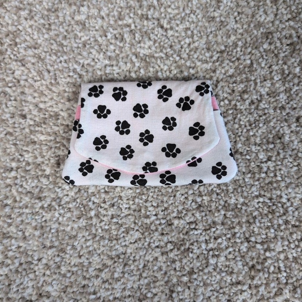 Pocket Wallet Handmade Credit Card Holder Paw Print/Pink Cute‎ Small Purse